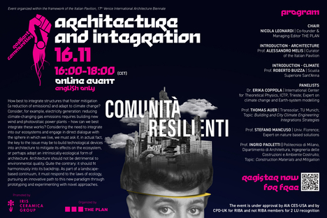 Architecture and Integration e Media Cities Appunto Verde i Webinar di Iris Ceramica Group e Comunità Resilienti Biennale di Venezia