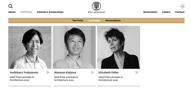 Tre vincitori per The Wolf Prize Architecture 2022
