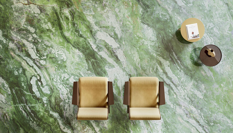 Il verde, colore di tendenza per rivestimenti ed arredi: il fascino dei marmi Fiandre