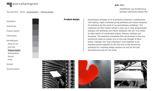 Screenshot website aziendale “Product Design”