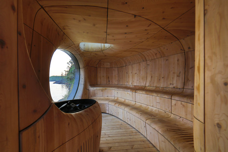 Grotto sauna di Partisans in legno preinvecchiato