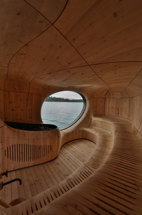 Grotto sauna di Partisans in legno preinvecchiato