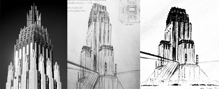 Wayne Tower Center Sketch, Studies on the Tower