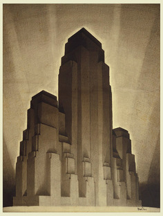 Drawing Study, max massing 1916 zoning, Tower, Hugh Ferriss